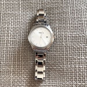 Fossil large silver watch